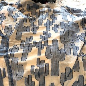 Anthropologie scarf, sheer white with blue cacti